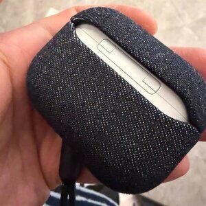 Minimal Dark Fabric Earbud Case with Strap